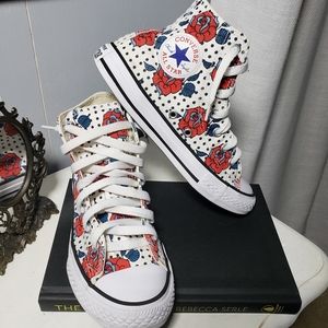 Converse Hightops Red Rose Print